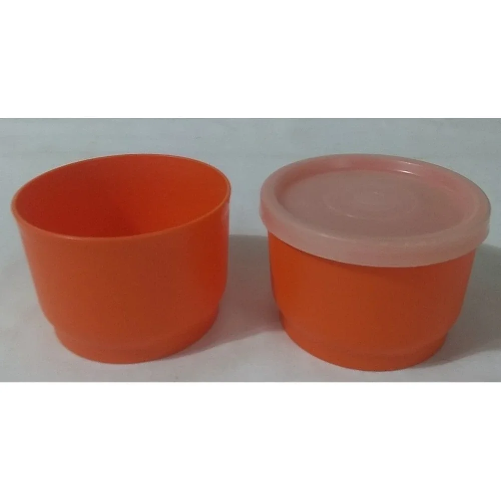 Vintage Tupperware Snack Cups (2) Orange Round 1229 ONLY‎ ONE LID 297-55 READ